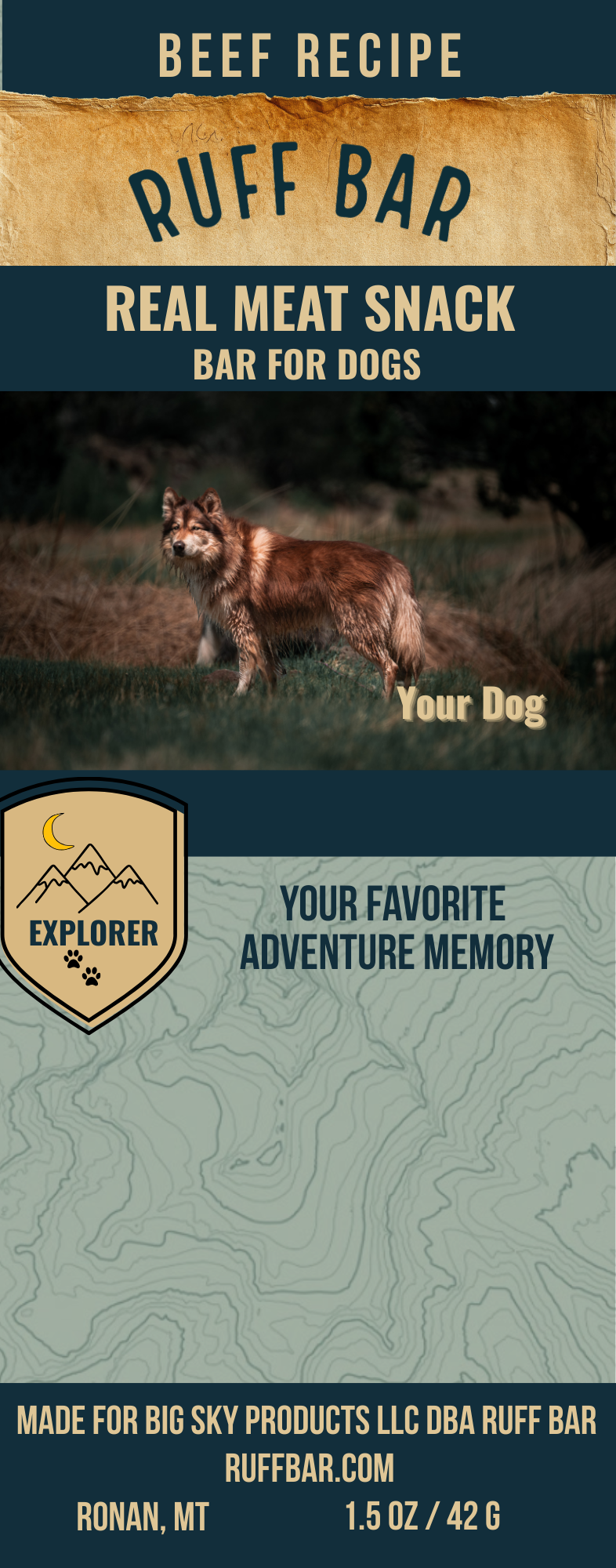 Ruff Bar® Beef — High-Protein Adventure Energy Bar for Active Dogs