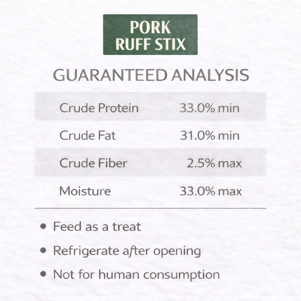 Ruff Stix® Pork — High-Protein Trail Fuel for Active Dogs