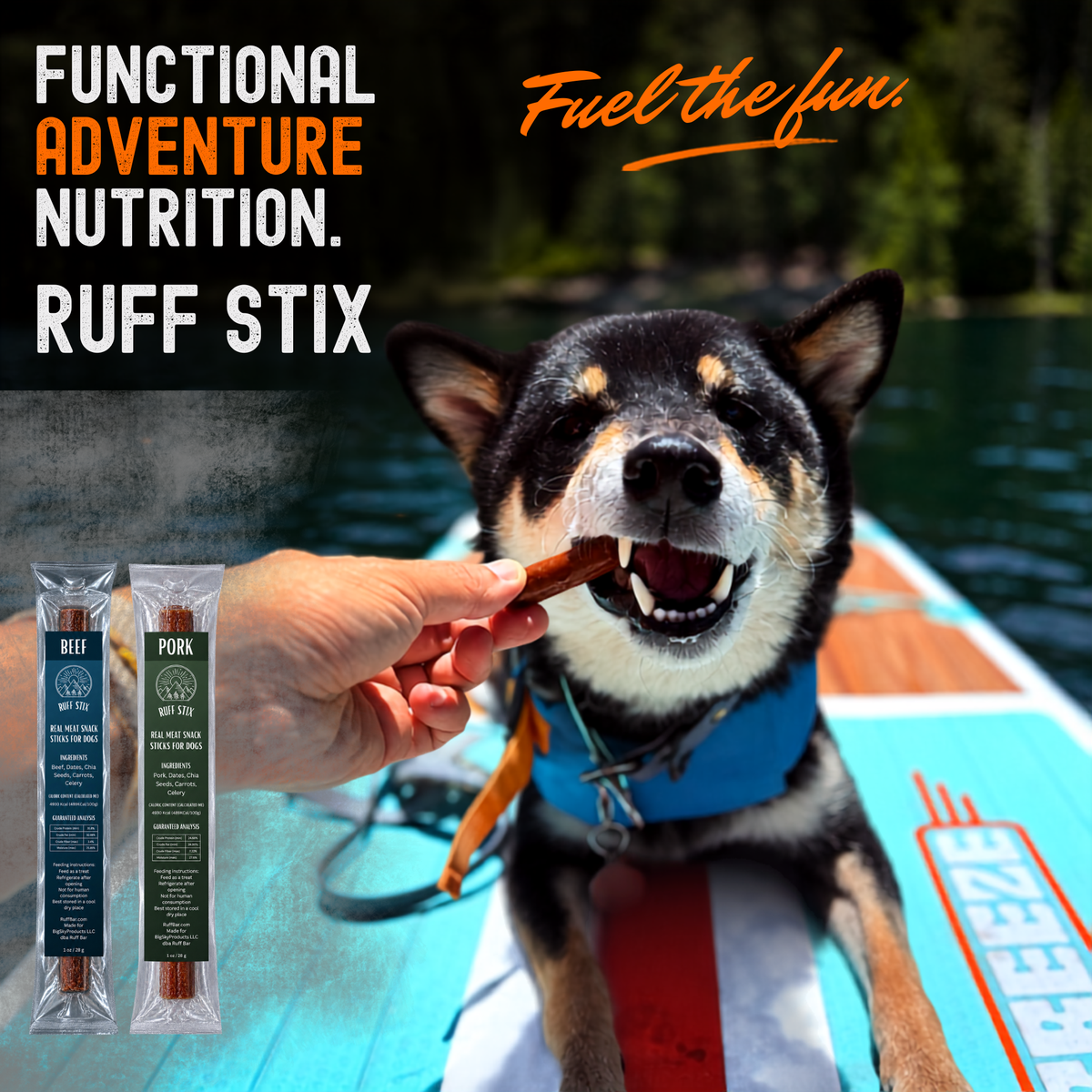 Ruff Stix® Pork — High-Protein Trail Fuel for Active Dogs