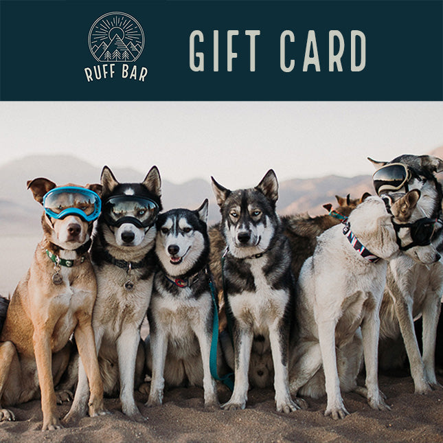 Ruff Bar Gift Card for healthy real meat dog treats hiking