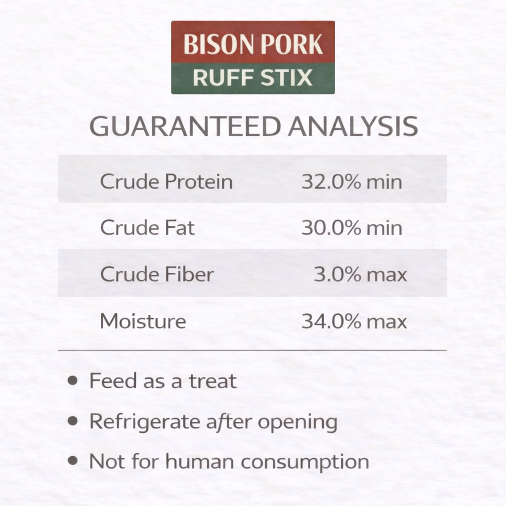 Ruff Stix® Bison Pork — High-Protein Trail Fuel for Active Dogs