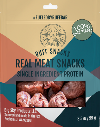Duck Hearts Ruff Snacks - Freeze Dried Raw Single Proteins